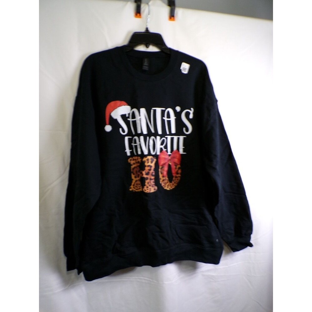 Gildan Women's Sweatshirt Santa's Favorite Ho Graphic Black XL Softstyle